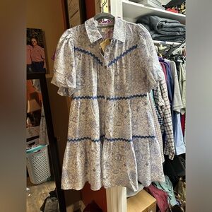 Entro Blue Toile Print Dress